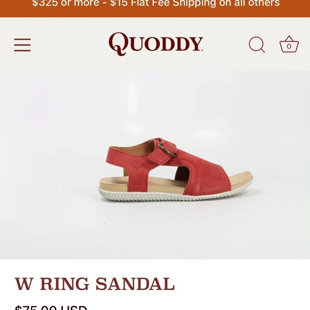 Quoddy W Ring Red Leather Women's Sandals